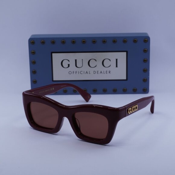 Gucci GG1773SA 002 Cat Eye Sunglasses - Burgundy/Brown - Picture 5 of 12